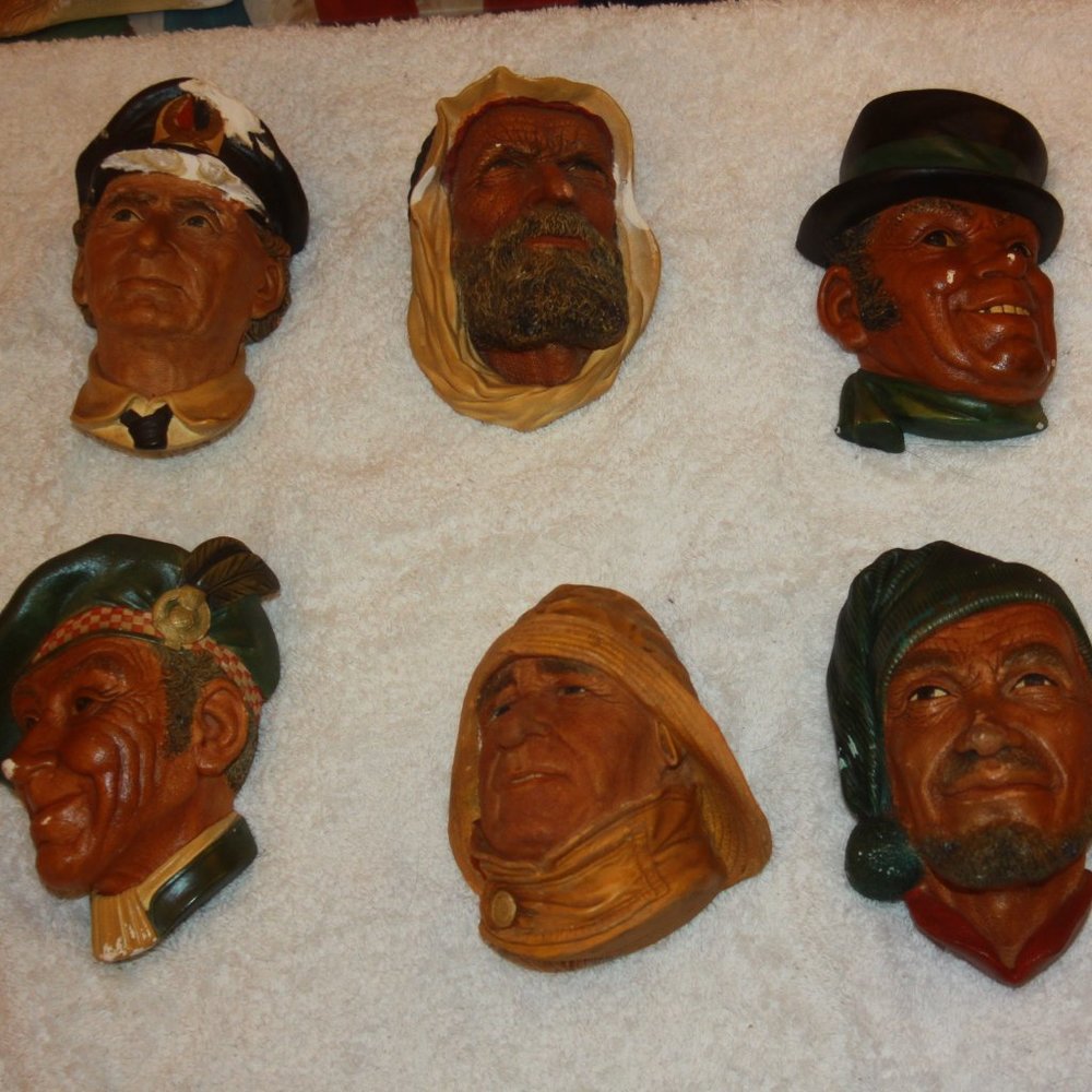 Vintage Lot of (8) Bossons Chalkware Heads